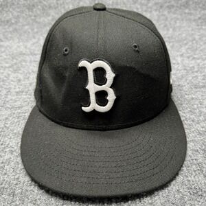Boston Red Sox New Era Fitted Hat Mens 7 1/8 Black Grey Under Brim MLB Cap